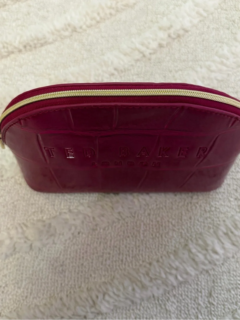 Ted Baker Pink Croc-Embossed Cosmetic Makeup Bag
